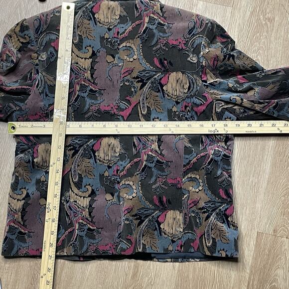 Vintage 80s 90s Handmade Velvet Brocade Blazer S Art Deco Baroque Dark Academia - Picture 5 of 7